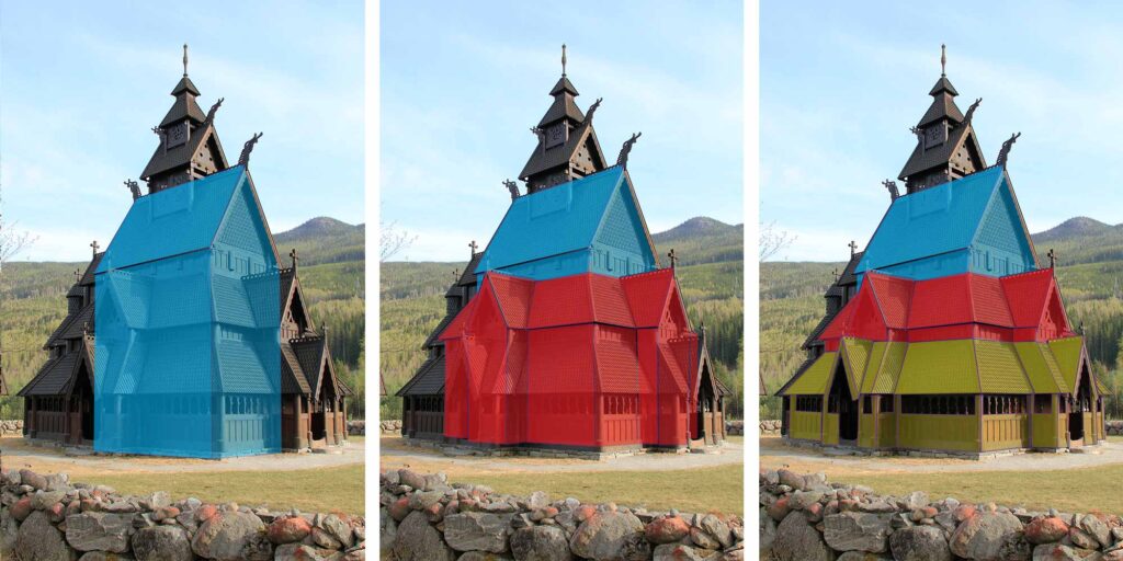 simple massing of a stave church